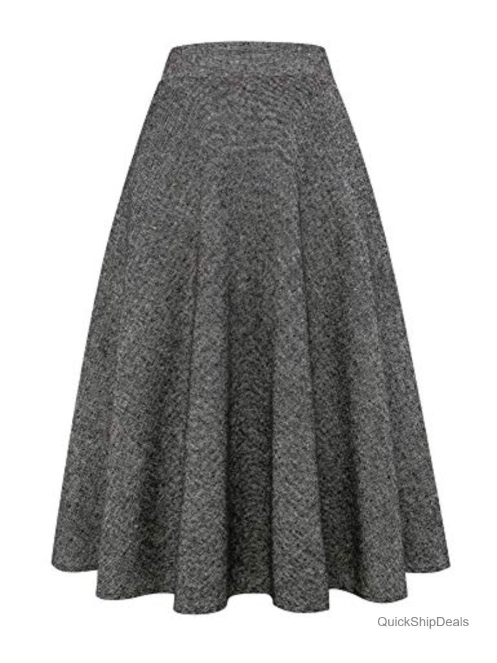 Wool A-Line Pleated Tartan Maxi Skirt, Elastic Waist, Pockets